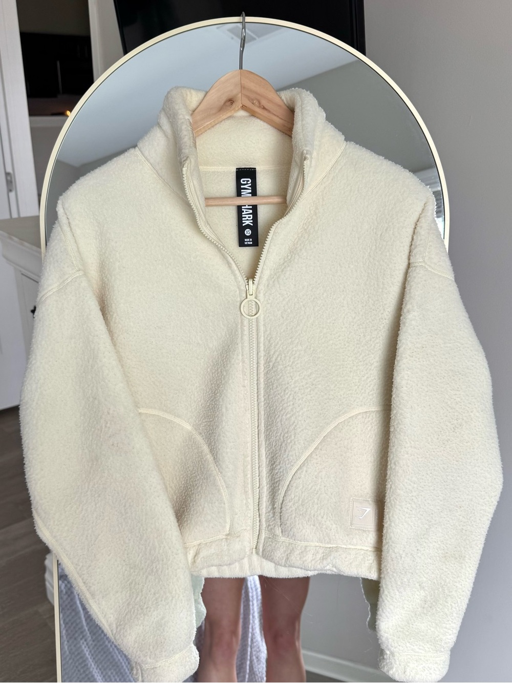 Gymshark Cream Sherpa Fleece Full Zip Jacket XS
